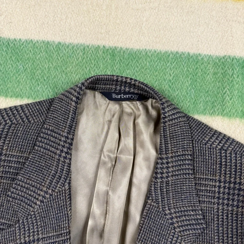 Vintage Burberrys Wool Blazer Mens 44 Glen Plaid Sport Coat Jacket